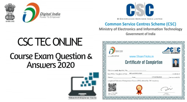 CSC TEC Online Course Exam Question and Answers 2020