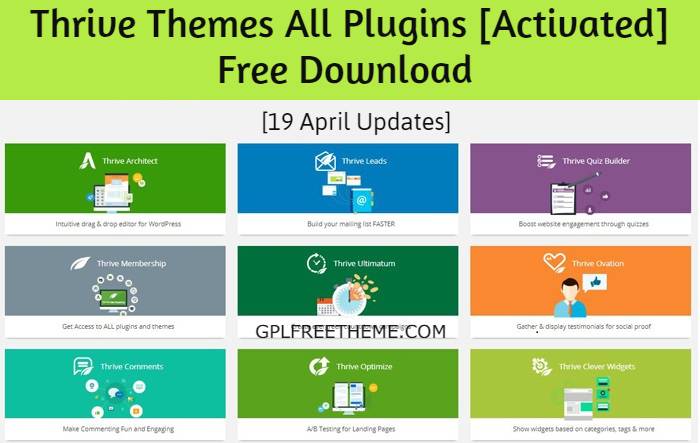 Thrive Themes All Plugins Free Download [19 April Updates] [Activated]