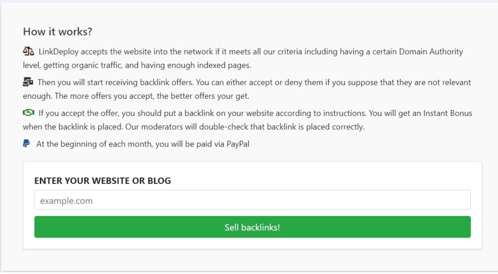How To Sell Backlinks in LinkDeploy - Make Money with your Website
